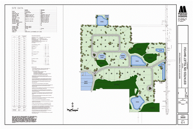 The site plan to a new upscale waterfront subdivision